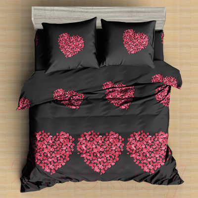 Комплект постельного белья Amore Mio Мако-сатин Desire Микрофибра 1.5сп 34931 / 93867 (черный/красный)