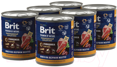 Влажный корм для собак Brit Premium by Nature с говядиной и печенью / 5051151 (850г)