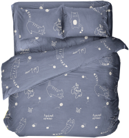 Комплект постельного белья Samsara Коты на синем фоне 150-6 - 