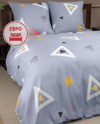 Комплект постельного белья Amore Mio Мако-сатин Dynamic Микрофибра Евро / 93878 (серый/белый/желтый)