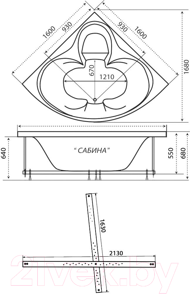 Ванна акриловая Triton Сабина 160x160 Экстра Комфорт