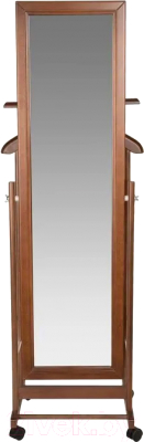 Стойка для одежды Мебелик Костюмная с зеркалом на колесах В 24Н (средне-коричневый)