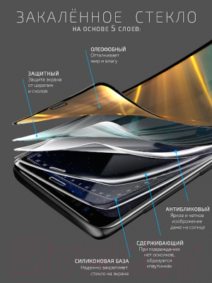 Защитное стекло для телефона Volare Rosso Fullscreen Full Glue Light для Galaxy A33 5G (черный)
