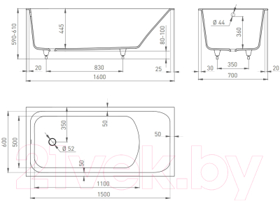 Ванна из искусственного мрамора Salini Orlando 160x70 / 102025M