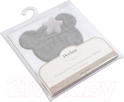 Комплект постельный для малышей Perina Teddy Love / ТЛ2.140-01.13 (серый/оливковый)