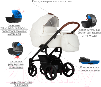 Детская универсальная коляска Bebetto Luca Pro черная рама 2 в 1 (01)