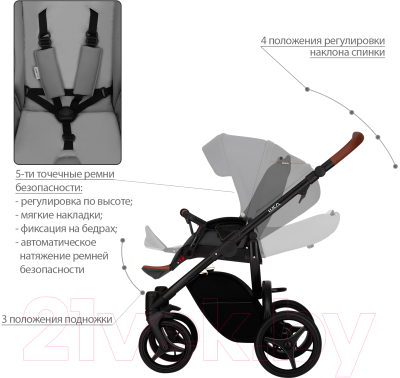 Детская универсальная коляска Bebetto Luca Pro черная рама 2 в 1 (03)