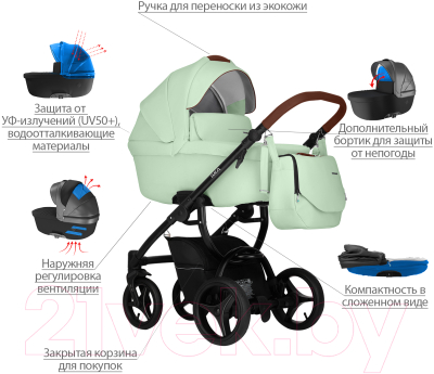 Детская универсальная коляска Bebetto Luca Pro черная рама 2 в 1 (18)