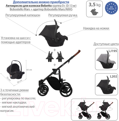 Детская универсальная коляска Bebetto Luca Pro черная рама 2 в 1 (02)