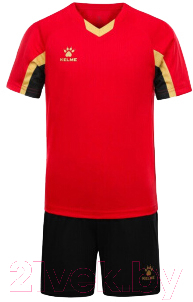 Футбольная форма Kelme Short-Sleeved Football Suit / 8251ZB3002-600 (р.160, красный/черный)