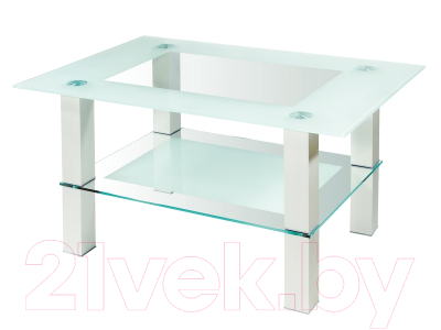 Журнальный столик Мебелик Кристалл 2 (алюминий/прозрачное стекло)