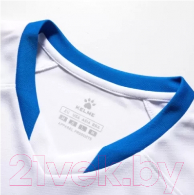 Футбольная форма Kelme Short Sleeved Football Suit / 8251ZB1002-100 (4XL, белый/синий)