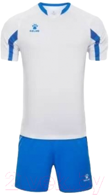 Футбольная форма Kelme Short-Sleeved Football Suit / 8251ZB1002-100 (S, белый/синий)