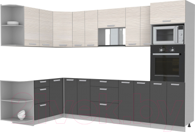 Готовая кухня Интерлиния Мила Лайт 1.68x3.0 левая без столешницы (вудлайн кремовый/антрацит)