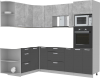 Кухонный гарнитур Интерлиния Мила Лайт 1.68x2.4 левая без столешницы (бетон/антрацит) - 
