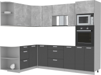 Готовая кухня Интерлиния Мила Лайт 1.68x2.6 левая без столешницы (бетон/антрацит) - 