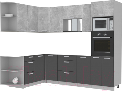 Готовая кухня Интерлиния Мила Лайт 1.68x2.6 левая без столешницы (бетон/антрацит)