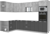 Кухонный гарнитур Интерлиния Мила Лайт 1.68x3.0 левая без столешницы (бетон/антрацит) - 