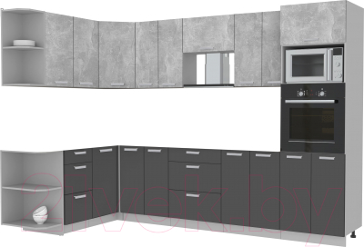Готовая кухня Интерлиния Мила Лайт 1.68x3.0 левая без столешницы (бетон/антрацит)