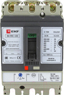 Выключатель автоматический EKF ВА-99С Compact NS 3Р 100/80А 36кА / mccb99C-100-80