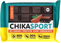 Протеиновый шоколад Chikalab Sport Темный шоколад с миндалем  (100г) - 