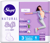 Прокладки гигиенические Sleepy Natural Soft Extra Soft 3 в 1 Night (6шт) - 