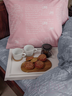 Комплект постельного белья Amore Mio Мако-сатин Heart Микрофибра 2.0 / 93067 (серый/розовый)