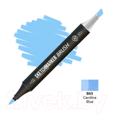 Маркер перманентный Sketchmarker Brush Двусторонний B63 / SMB-B63 (синяя Каролина)