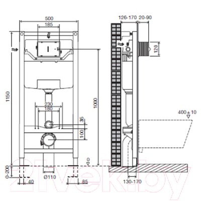 Инсталляция для унитаза Jacob Delafon E5504-NF + E4316-CP