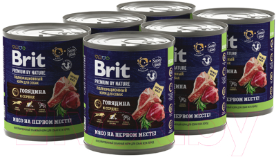 Влажный корм для собак Brit Premium by Nature с говядиной и сердцем / 5051144 (850г)