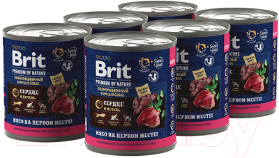 Влажный корм для собак Brit Premium by Nature с сердцем и печенью / 5051175 (850г)