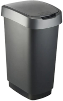 Контейнер для мусора Rotho Twist / 1754508850 (50л, черный/серый) - 