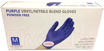 Перчатки одноразовые Wally Plastic (M, 100шт, фиолетовый)