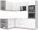 Кухонный гарнитур Интерлиния Мила Лайт 1.68x2.4 левая без столешницы (белый платинум/белый платинум) - 