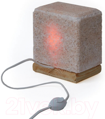 Солевая лампа Соляная баня Из Каменной и Крымской Розовой соли (4кг, на деревянной подставке)