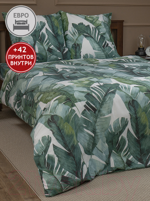 Комплект постельного белья Amore Mio Мако-сатин Spinney Микрофибра 2.0 34961 / 93049 (зеленый/белый)