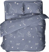 Комплект постельного белья Samsara Коты на синем фоне 200-6 - 