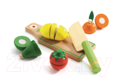 Набор игрушечных продуктов Djeco Для разрезания Фрукты и овощи / 06526