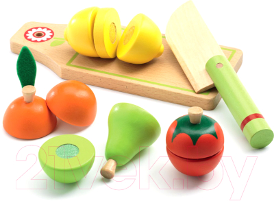 Набор игрушечных продуктов Djeco Для разрезания Фрукты и овощи / 06526