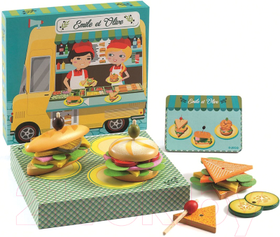 Набор игрушечных продуктов Djeco Сэндвичи от Эмиля и Олив / 06620