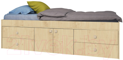 Односпальная кровать Polini Kids Simple 3150 с 4 ящиками / 0001726.30 (натуральный)