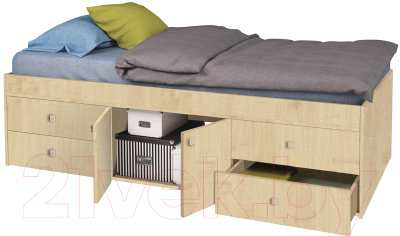 Односпальная кровать Polini Kids Simple 3150 с 4 ящиками / 0001726.30 (натуральный)