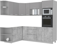 Готовая кухня Интерлиния Мила Лайт 1.68x2.4 левая без столешницы (серебристый/бетон) - 