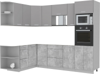 Готовая кухня Интерлиния Мила Лайт 1.68x2.6 левая без столешницы (серебристый/бетон) - 