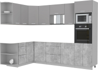 Кухонный гарнитур Интерлиния Мила Лайт 1.68x2.8 левая без столешницы (серебристый/бетон) - 