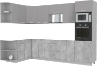 Кухонный гарнитур Интерлиния Мила Лайт 1.68x3.0 левая без столешницы (серебристый/бетон) - 