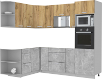 Готовая кухня Интерлиния Мила Лайт 1.68x2.4 левая без столешницы (дуб золотой/бетон) - 