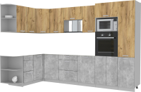 Готовая кухня Интерлиния Мила Лайт 1.68x3.2 левая без столешницы (дуб золотой/бетон) - 