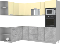 Кухонный гарнитур Интерлиния Мила Лайт 1.68x2.6 левая без столешницы (ваниль/бетон) - 