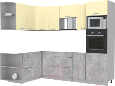 Готовая кухня Интерлиния Мила Лайт 1.68x2.6 левая без столешницы (ваниль/бетон)
